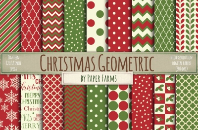 Christmas geometric digital paper 