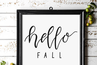 Hello Fall hand-lettered SVG 