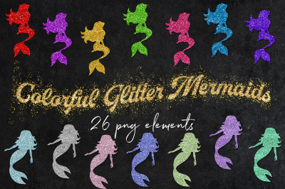 Glitter Mermaids Clip Art