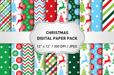Christmas Digital Paper Pack / Christmas Backgrounds / Holiday Papers / Scrapbook Paper