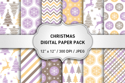 Christmas Digital Paper Pack / Christmas Patterns / Holiday Papers / Scrapbook Paper