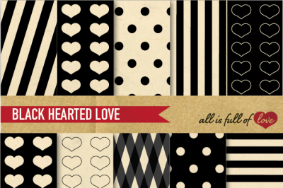 Vintage Backgrounds in Black and Ivory: Love Collection 