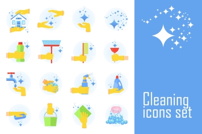 Clean flat vector icons set