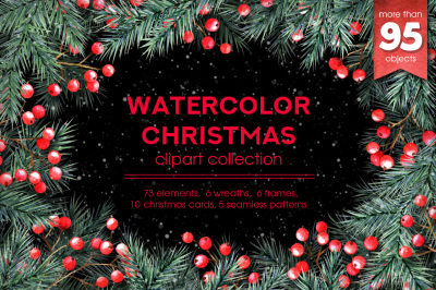 Watercolor Christmas cliparts