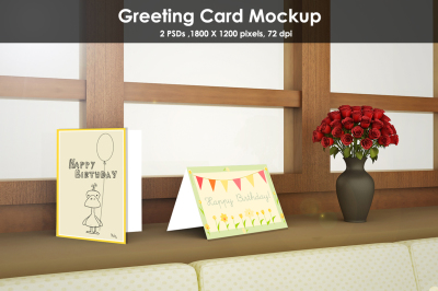 Window side Greeting Card Mockup