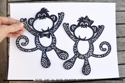 Mr and Mrs Monkey SVG / DXF / EPS Files