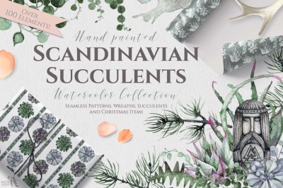 Watercolor Scandinavian Succulents
