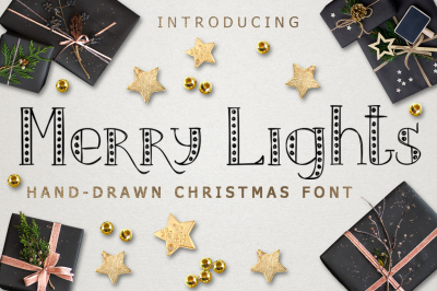 MERRY LIGHTS - hand drawn Christmas font