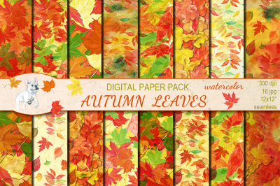 Autumn leaves seamless patterns