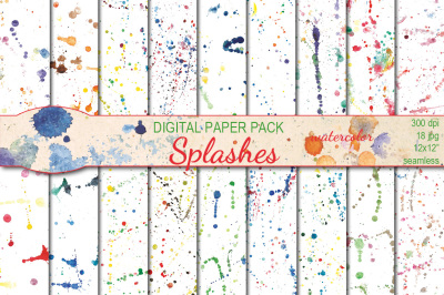 Watercolor Splashes seamless patterns