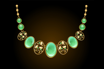 Golden Necklace with Chrysoprase