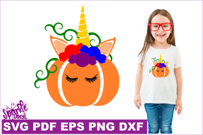 Unicorn Pumpking with Candy SVG DXF EPS PNG PDF files for cricut and silhouette