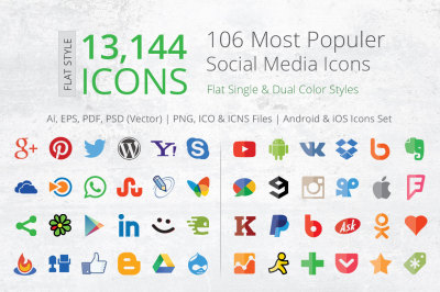212 Flat Social Media Icons