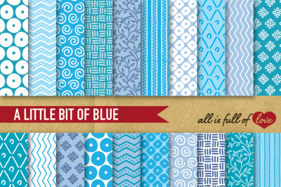Hand drawn Blue Digital Paper Pack: Dream Collection