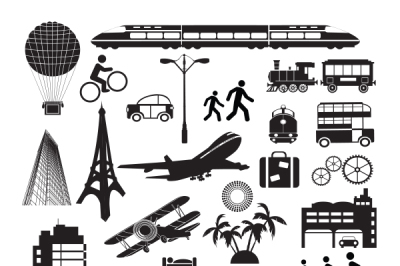 Vector silhouettes of   trip and travels