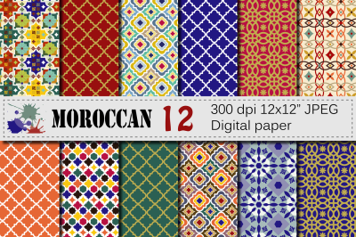 Moroccan Digital Papers /  Ethnic, Tribal, Geometric Digital Paper Pack