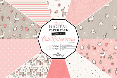 Seamless Digital Paper   I   Cute Christmas Set 01