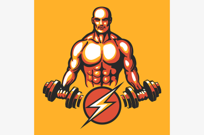 Training bodybuilder emblem