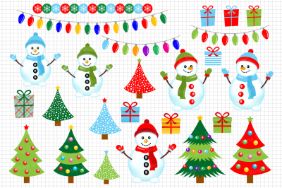 Snowmen Clipart / Christmas Clipart / Graphics / Illustrations