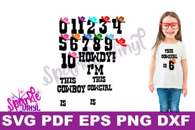 SVG Cowboy Cowgirl Birthday Party Age Numbers svg cut files for cricut or silhouette, Use Png files to create a printable, Western Numbers