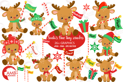 Santa's reindeer clipart, graphics, illustration AMB-2291