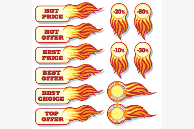 hot price and offers sale flaming badges set