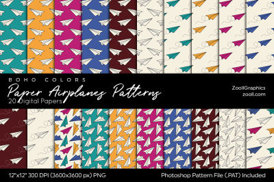 Paper Airplanes Patterns Digital Papers