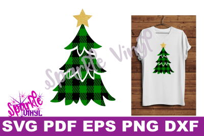 Svg Buffalo Plaid Christmas Tree with Star Shirt Sign Stencil printable svg files for cricut and silhouette png pdf dxf eps Christmas design