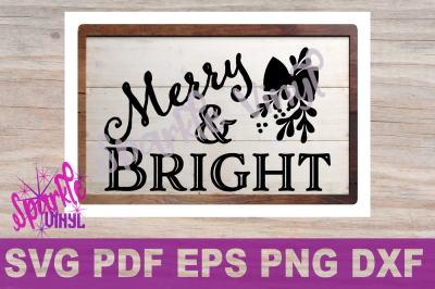 SVG Christmas Merry and Bright Farmhouse Sign Stencil printable svg file for circut and silhouette dxf eps png pdf 