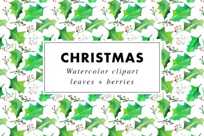 Watercolor Christmas clip art + patterns