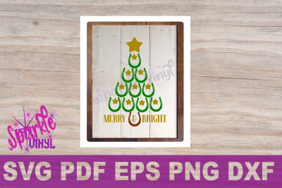 Cowboy Christmas Horseshoe Christmas Tree Sign Stencil or printable clipart svg dxf  png pdf eps