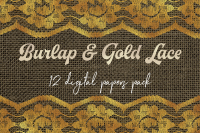 Natural Burlap And Gold Lace Paper
