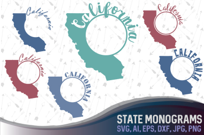 California state svg monograms California clipart, Monogram Frames
