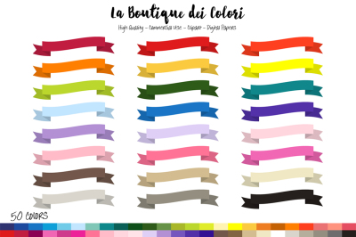 50 Rainbow Ribbon Banner Clipart