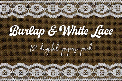 White Lace And Burlap Digital Paper