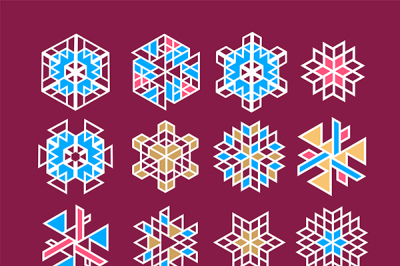 Icons set of snowflakes