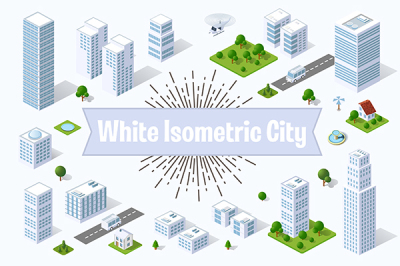 Vector city of isometric urban objects