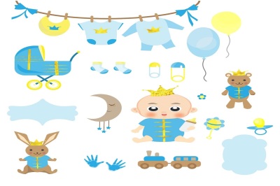 Baby Prince baby shower illustration Vector Pack