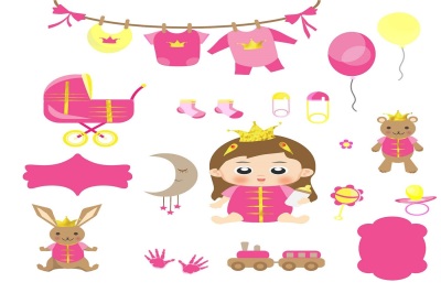 Baby Princess baby shower illustration Vector Pack