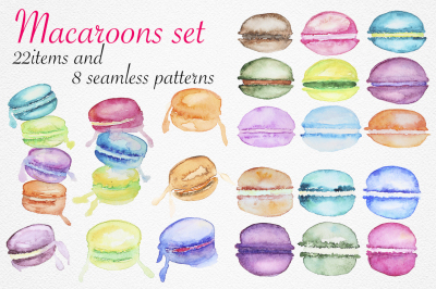 Macaroons watercolor set