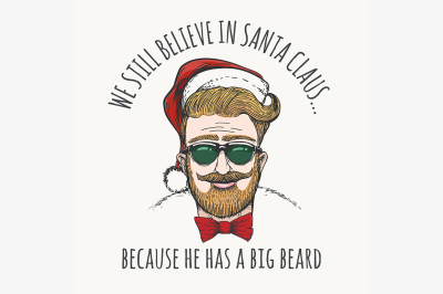 Hipster in Santa Claus Hat