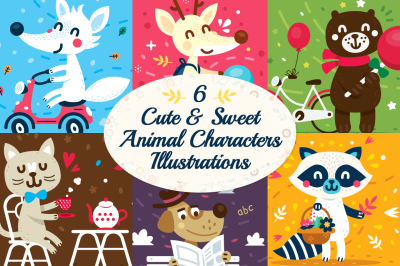 6 Cute Animal Character Illustration