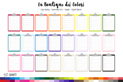 50 Rainbow Lined Clipboard Clip Art