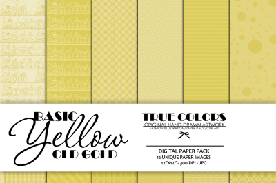 Digital Paper Pack Old Gold Paper Pack Yellow Digital Paper Basic Digital Paper Instant Download Scrapbook Digital Paper Basic Yellow Paper