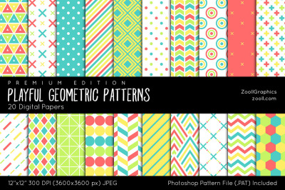 Playful Geometric Patterns Digital Papers