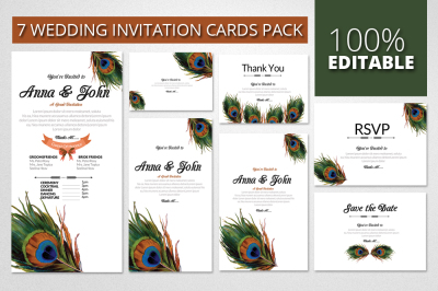 Feathery Wedding Invitaion Cards