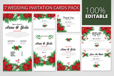 Floral Wedding Invitaion Cards Pack