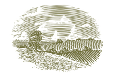 Woodcut Vintage Countryside