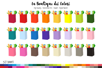 50 Rainbow Grocery Bag Clip Art