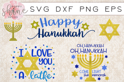 Hanukkah Bundle of 5 SVG PNG EPS DXF Cutting Files